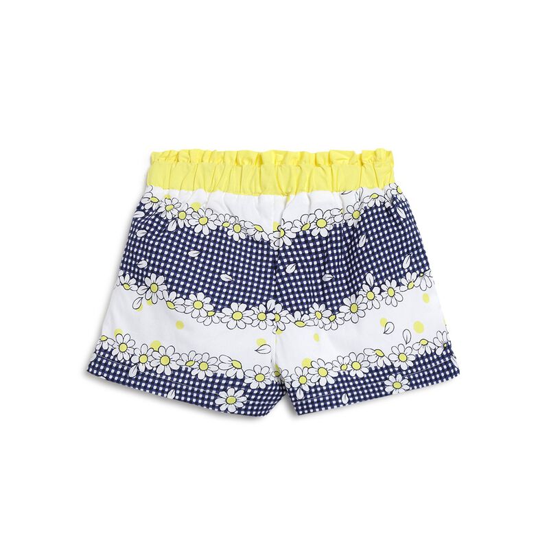 Girls White & Blue Short Woven Trousers image number null